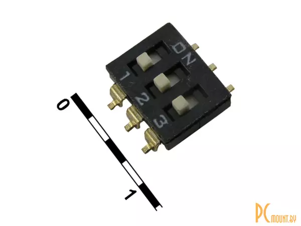 Переключатель 3-Way DIP Switch KF KF-2543-6P, 0,25A, 25V DC, pitch 2,54mm